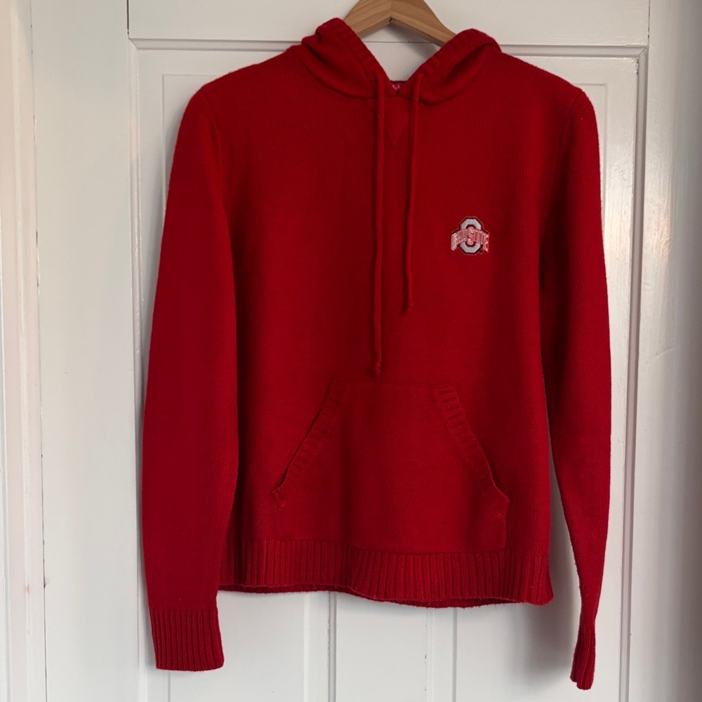 Vintage Crable Red Hooded Ohio State Crewneck Sweater with Front Pocket Size L